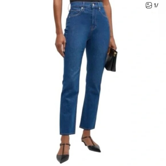 Veronica Beard Alenah Slim Straight High Rise Crop Jeans in Rodeo Wash Size 31 - Picture 4 of 9